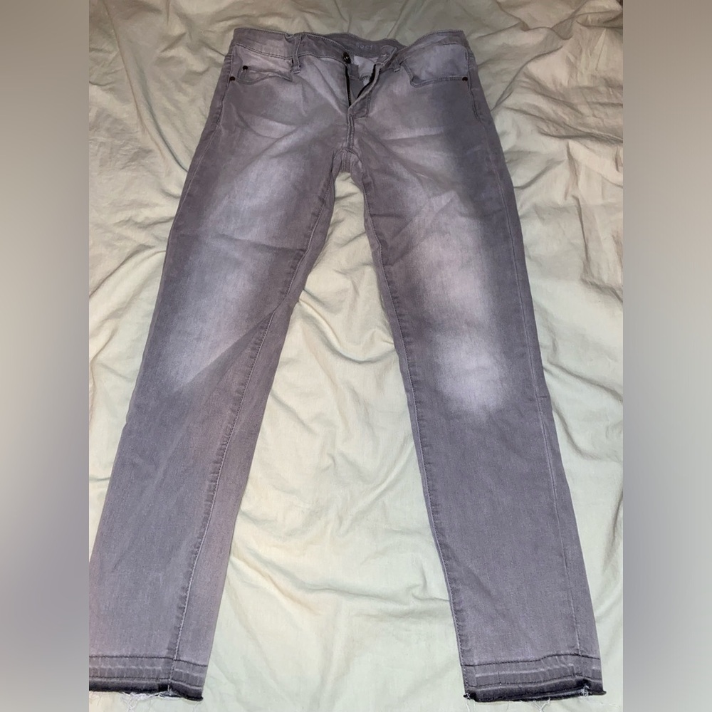 Articles of Society Straight Leg Raw Hem Greyscale Denim Jeans Stretch Bootcut
